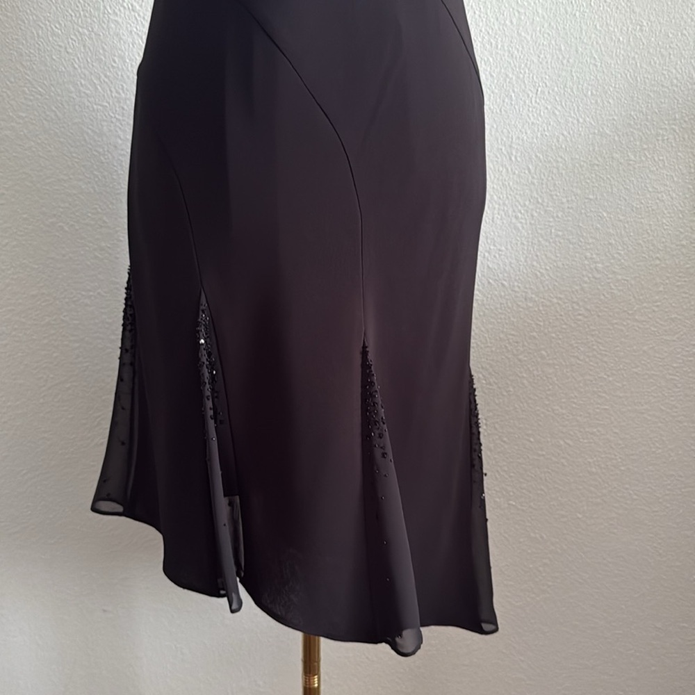 Evan-Picone Petite Black Beaded Asymmetrical Midi Dress Size 6P - Picture 3 of 8